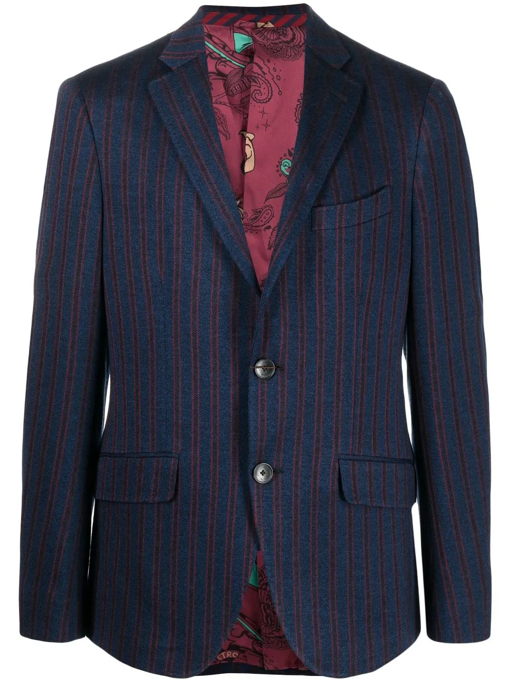 

ETRO stripe-print single-breasted blazer - Blue