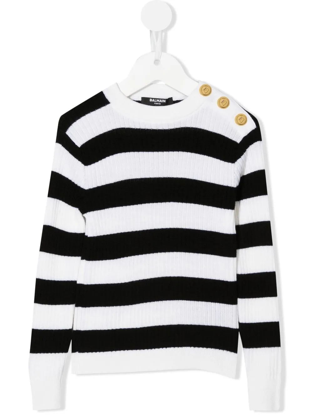 

Balmain Kids suéter con botones y rayas estampadas - Blanco