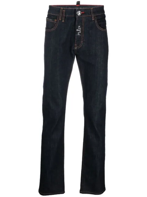 Philipp Plein logo-patch straight-leg jeans Men