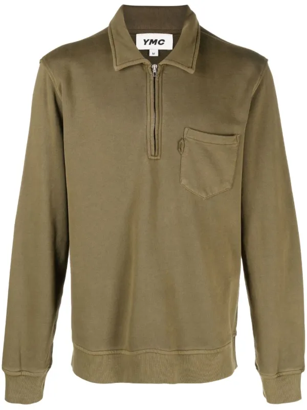 YMC Sugden Half-Zip Sweatshirt - Green