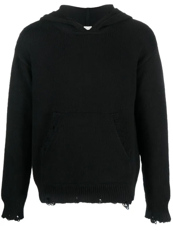 Saint Laurent Distressed Knitted Hoodie Farfetch