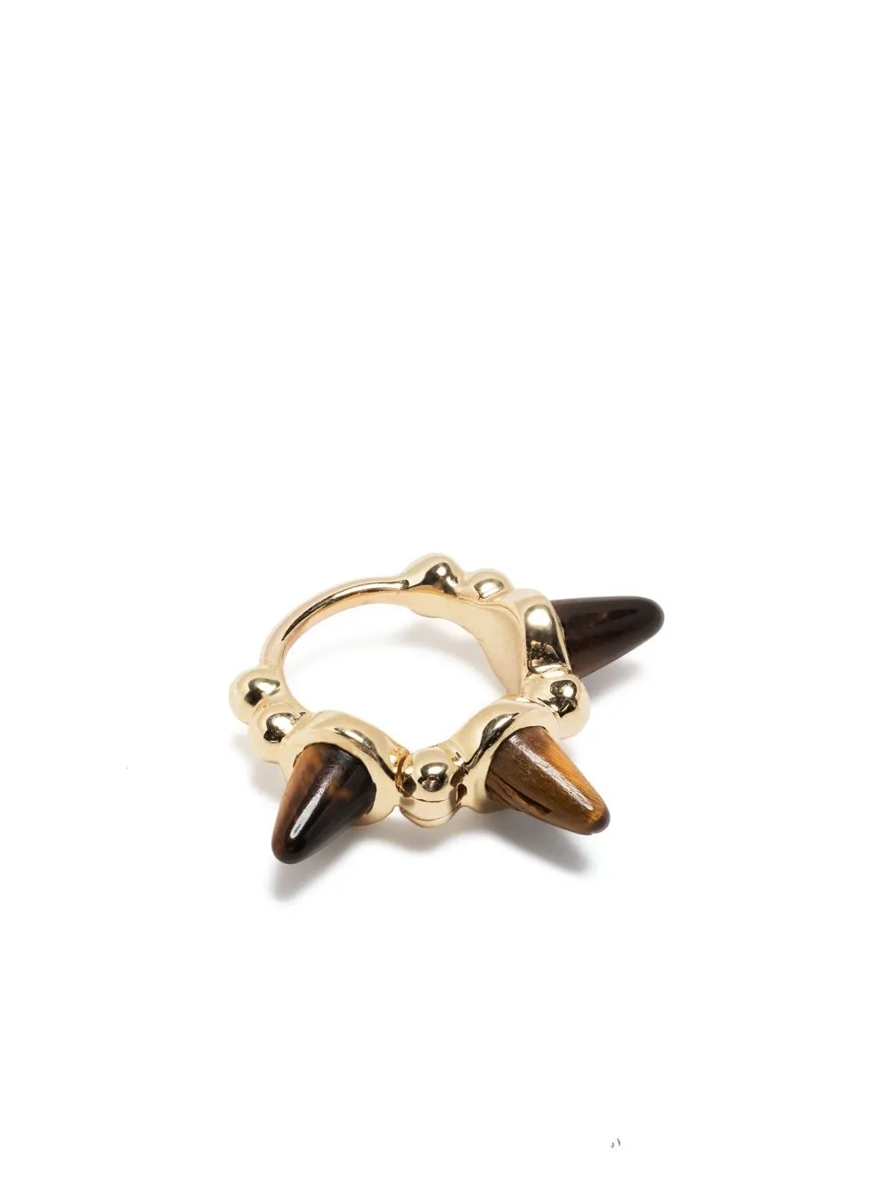 Shop Maria Tash 18kt Yellow Gold Spike Tiger-eye Hoop Earring