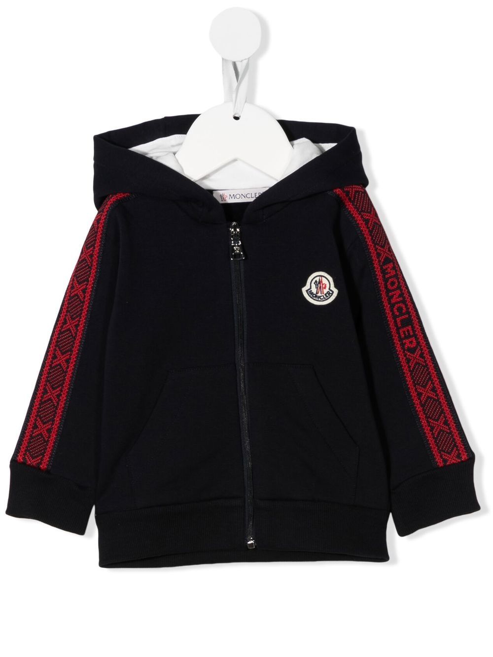 Moncler Enfant logo-patch zip-up hoodie - Blue