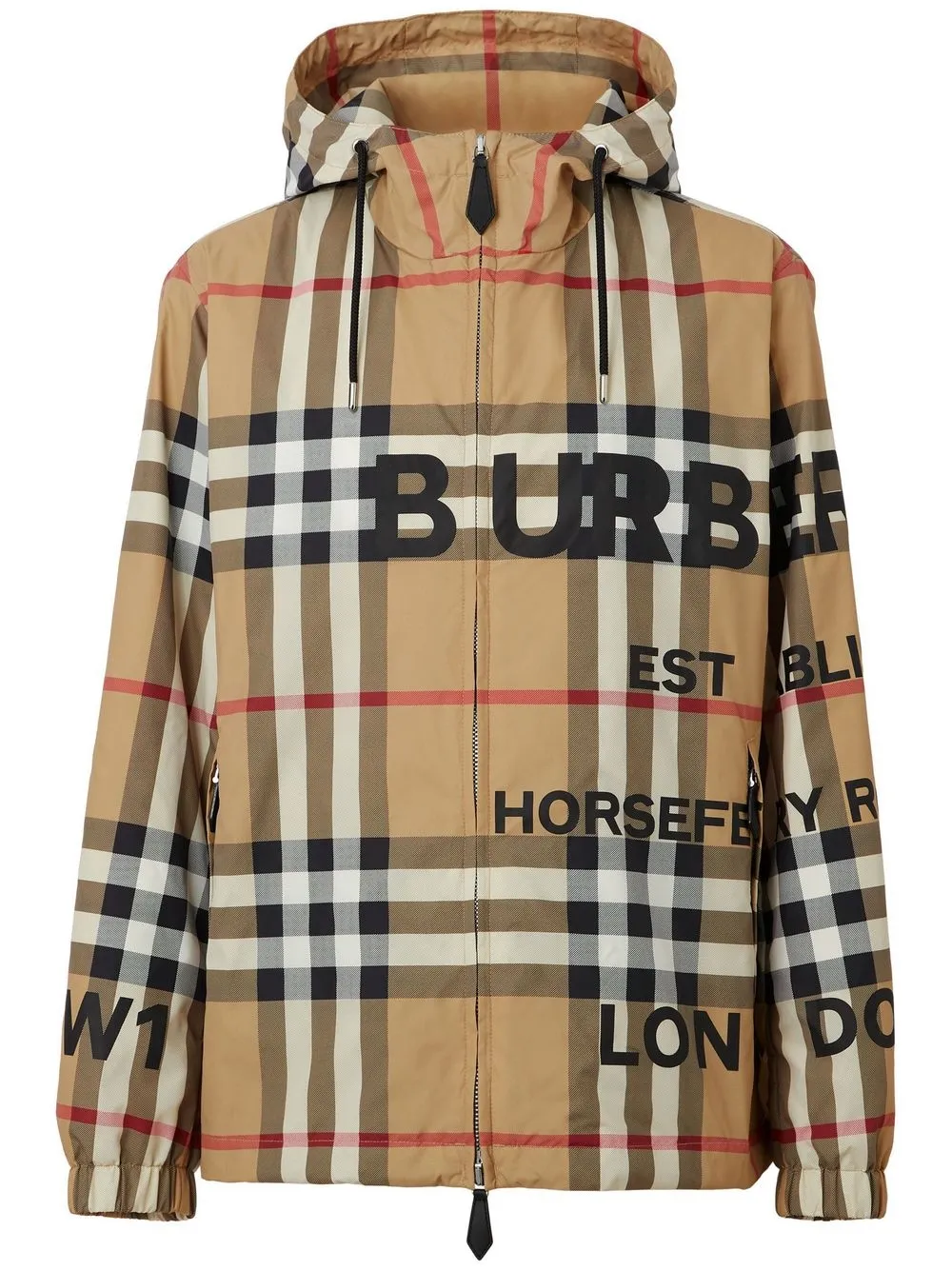 BURBERRY バーバリー ホースフェリープリンタフタフーデッドジャケット-