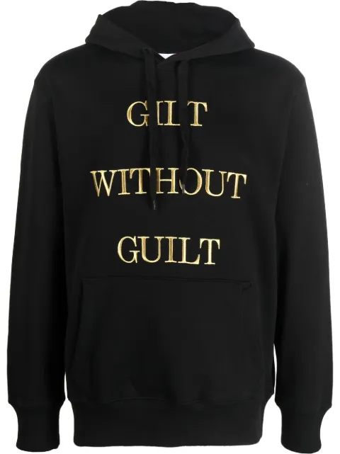 Moschino embroidered-slogan long-sleeve hoodie