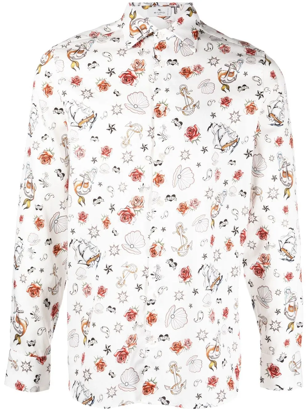 

ETRO camisa en jacquard manga larga - Blanco