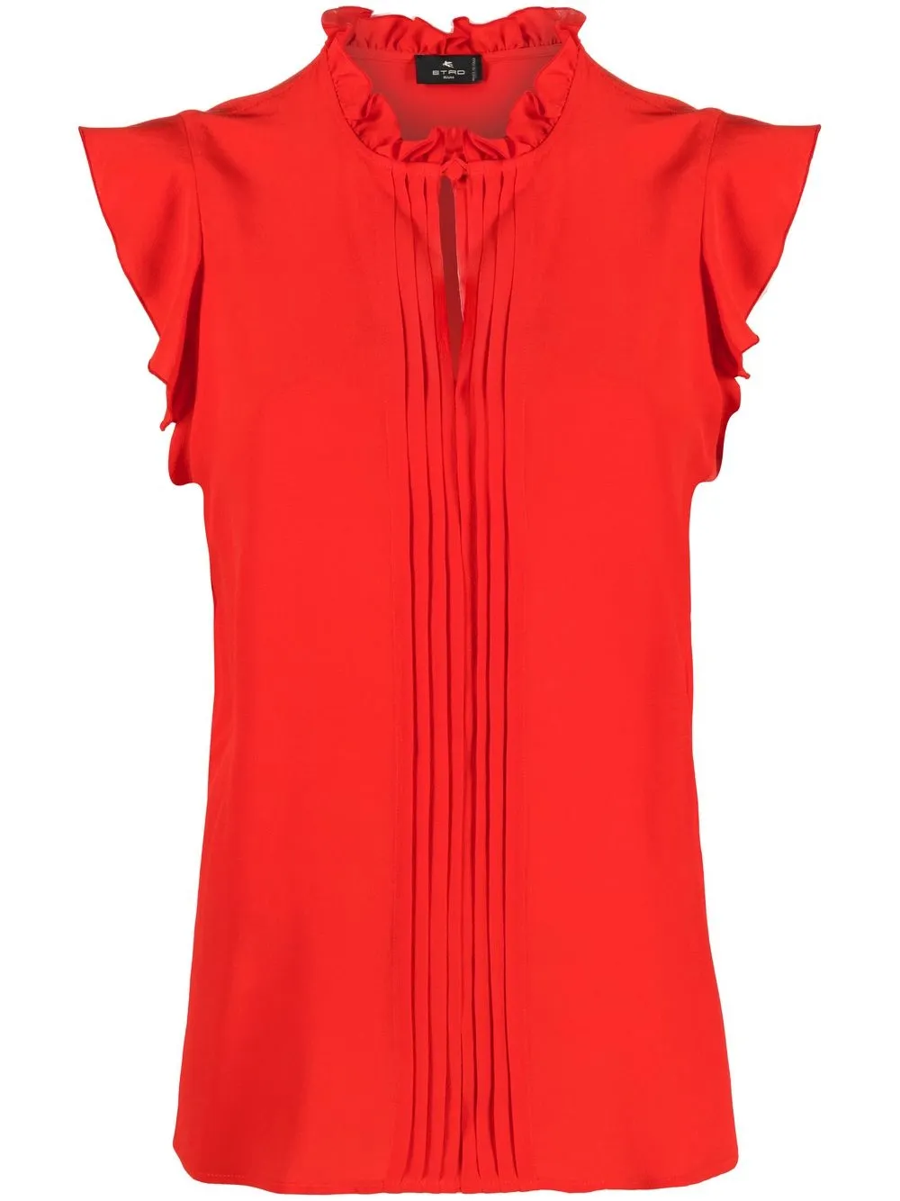 

ETRO blusa de seda fruncida sin mangas - Rojo