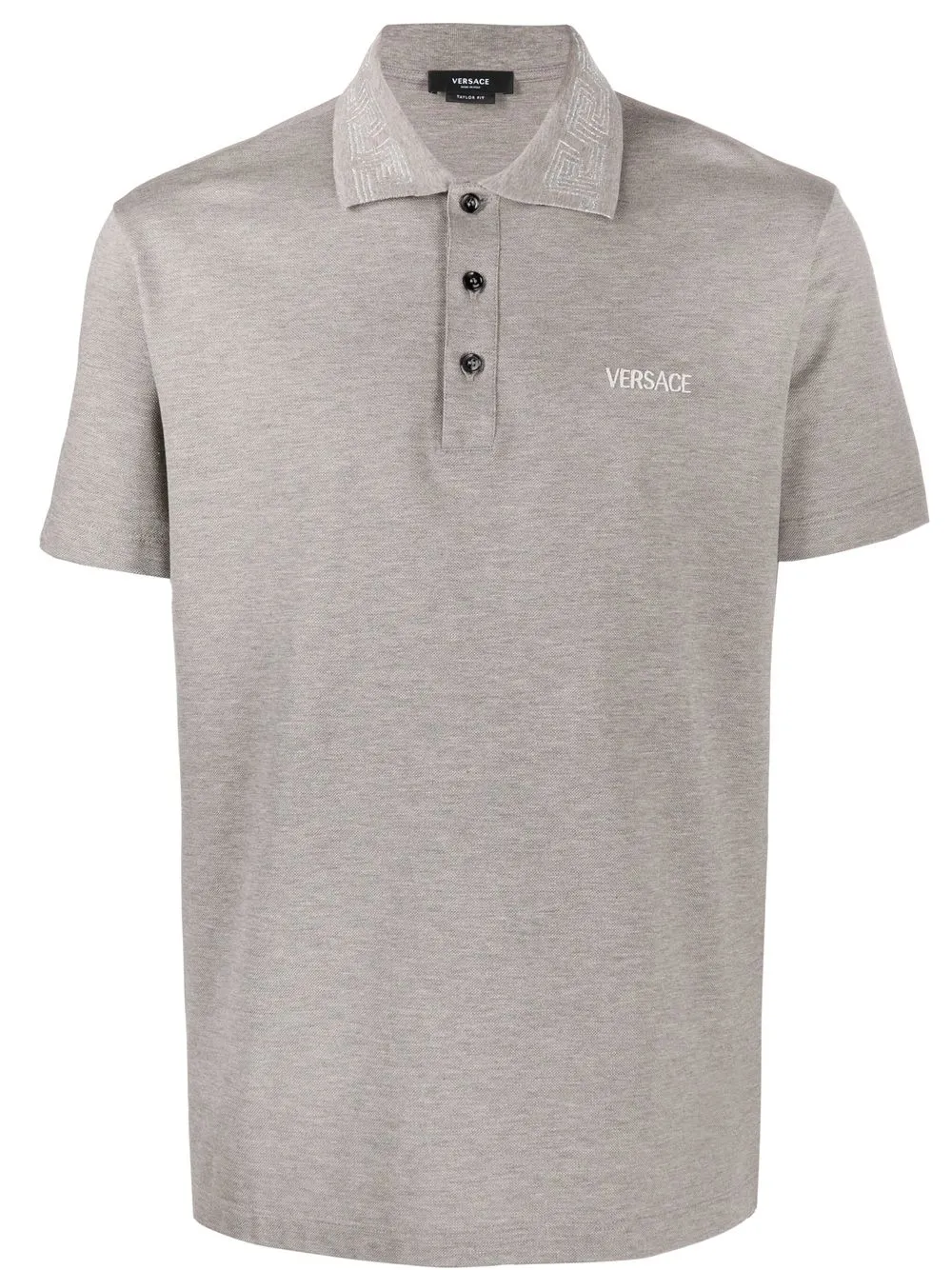 

Versace playera tipo polo con logo bordado - Gris