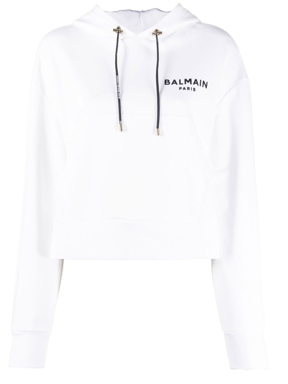 Image 1 of Balmain logo-print cropped hoodie