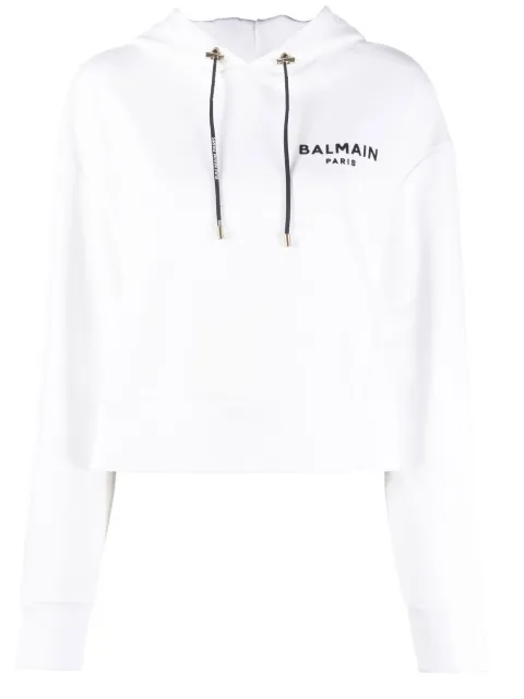 Balmain logo-print cropped hoodie
