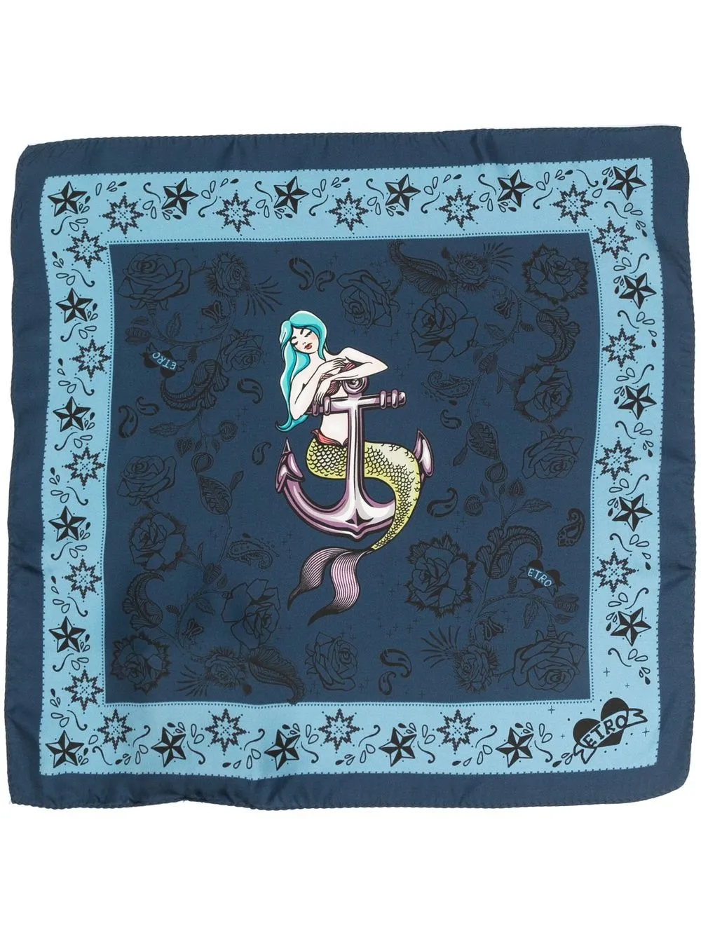 ETRO Pochet met grafische print - Blauw