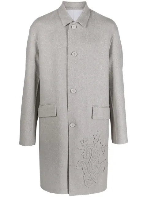 appliqué-logo single-breasted coat