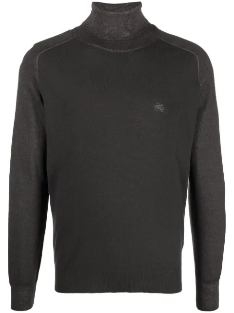 ETRO logo-embroidered roll-neck jumper