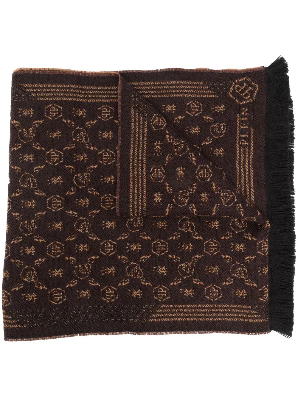 

Philipp Plein mascada con monograma en jacquard - Marrón