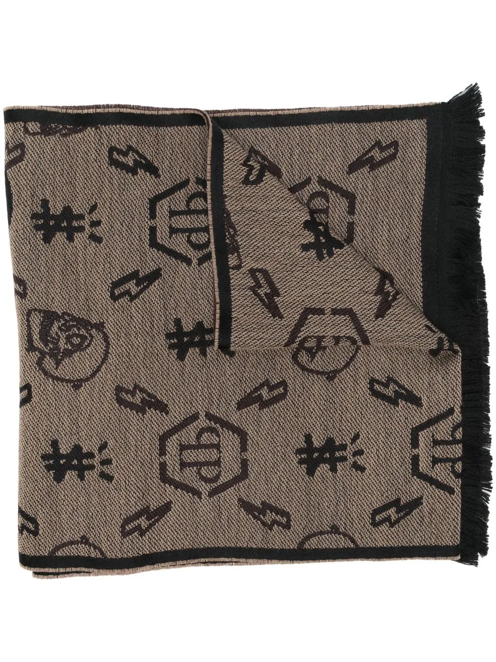 

Philipp Plein monogram-jacquard scarf - Brown