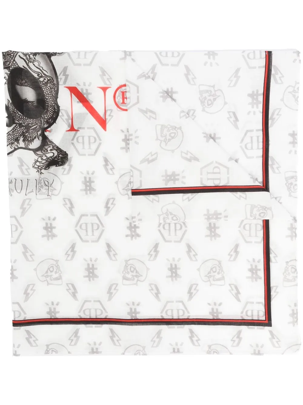 

Philipp Plein mascada con logo estampado - Blanco