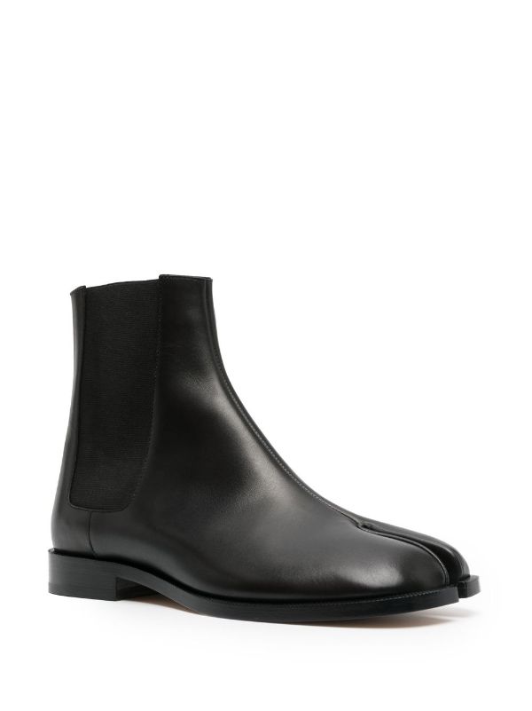 black leather chelsea booties