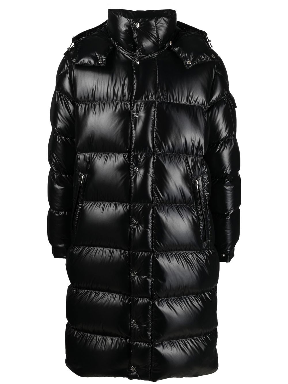 Moncler High-shine Feather-down Padded Coat In Black | ModeSens