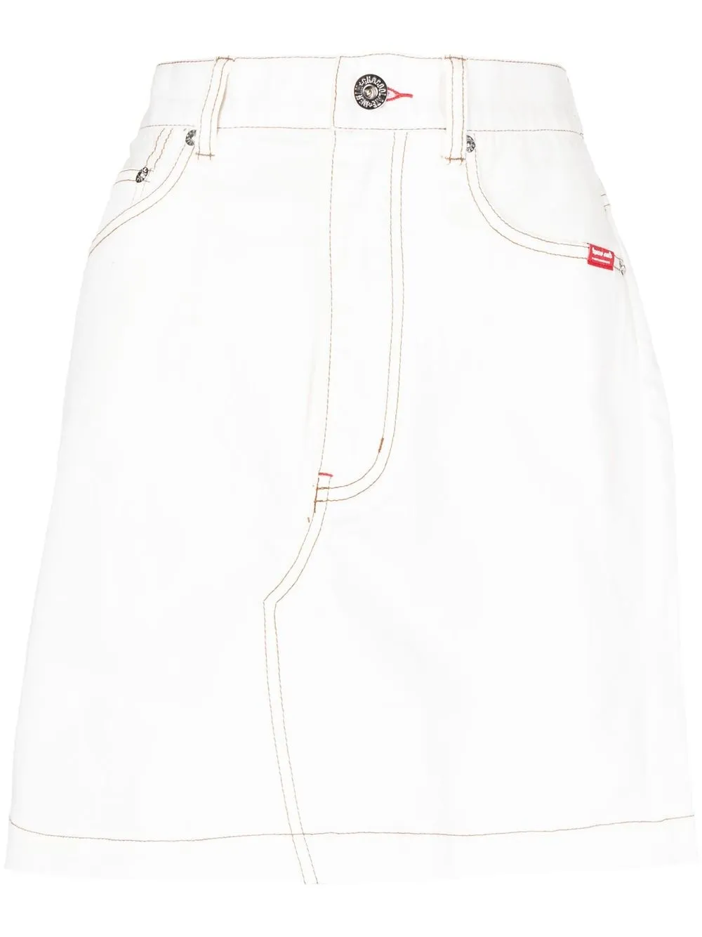 

CHOCOOLATE embroidered-logo denim mini skirt - White