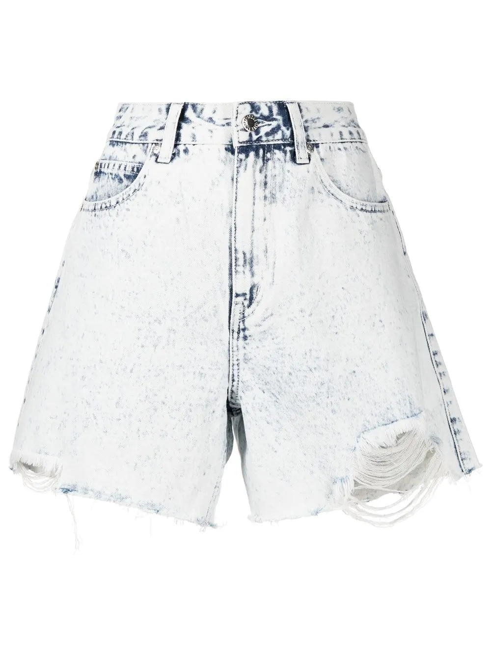 

izzue distressed-denim high-waisted shorts - Blue