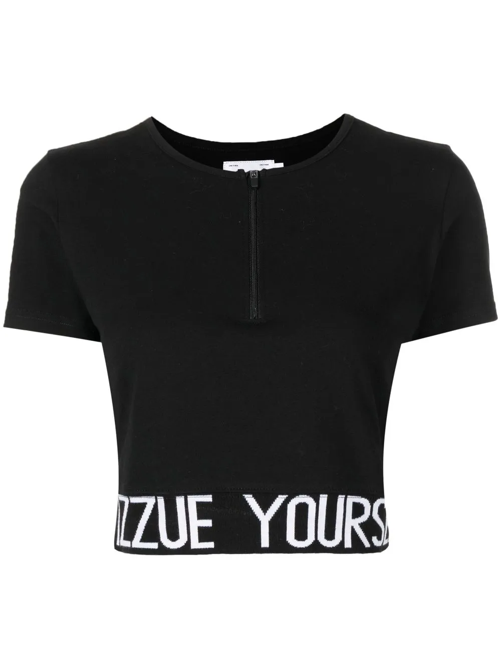 

izzue cropped quarter-zip T-shirt - Black