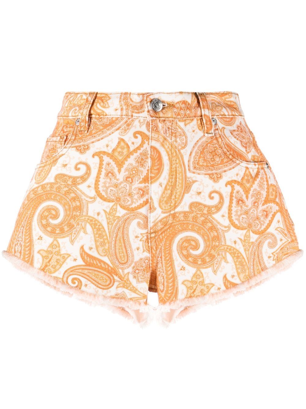 

ETRO shorts de mezclilla con motivo de cachemira - Naranja