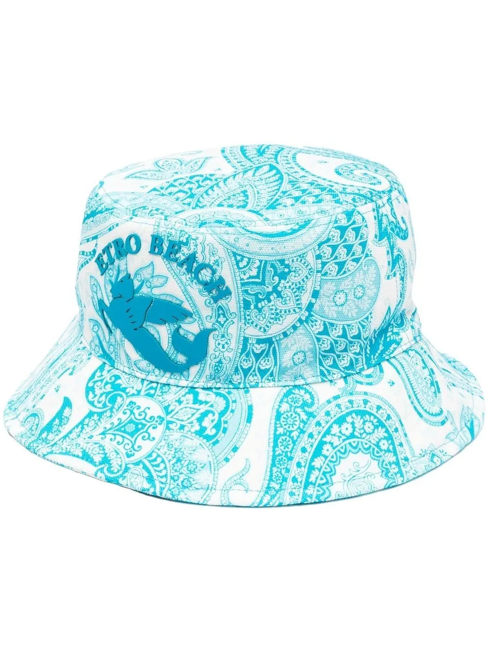 Etro Liquid Paisley Bucket Hat With Cube Logo In Blue