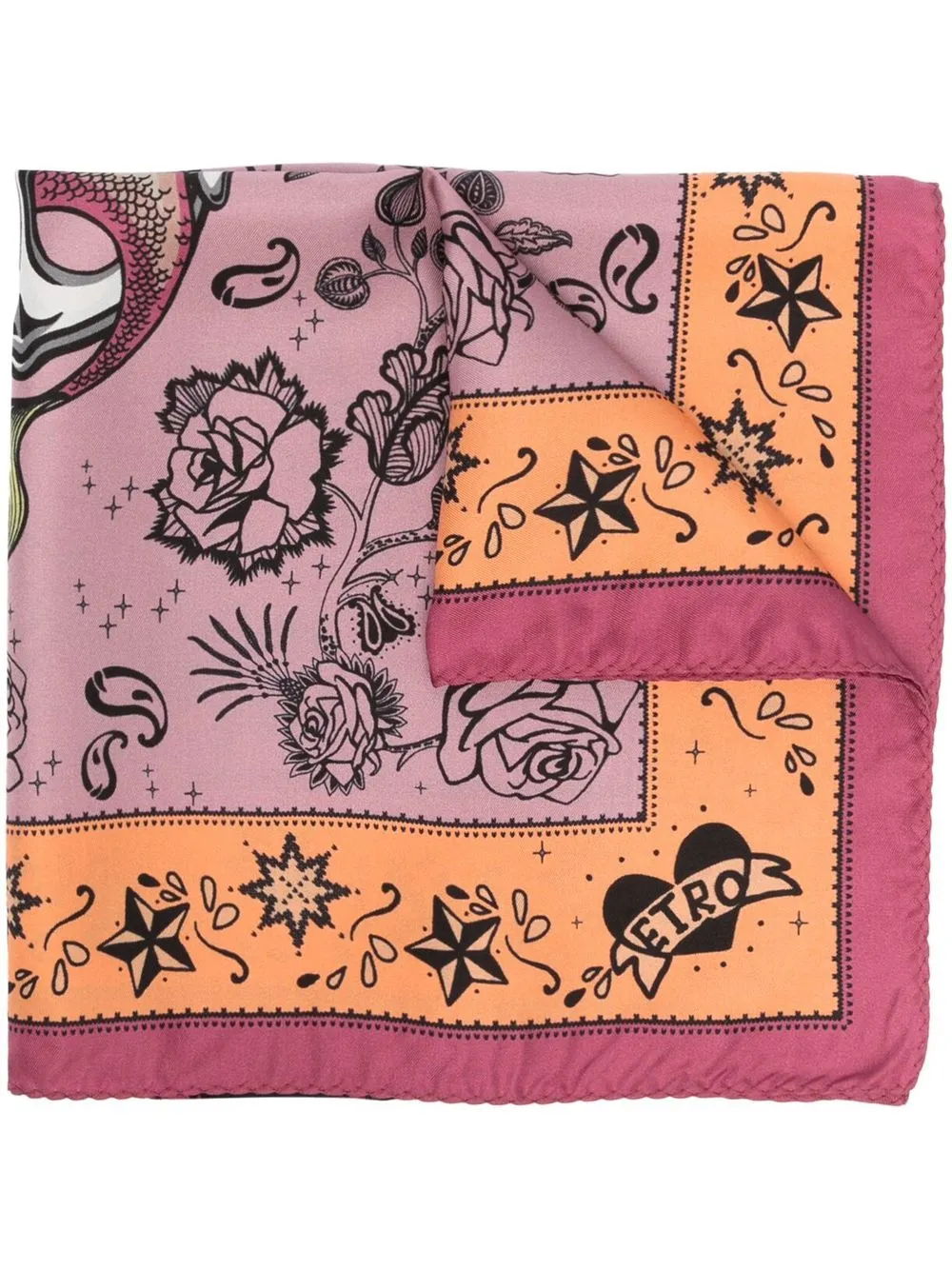 

ETRO pañuelo de bolsillo de seda con estampado gráfico - Rosado