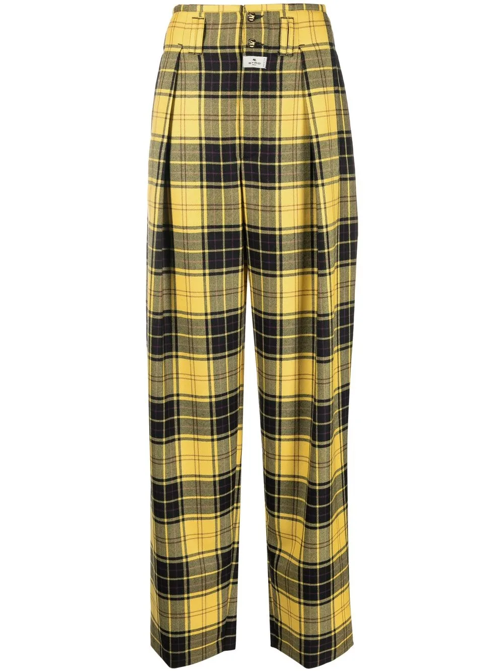 

ETRO pleat-detail check trousers - Yellow