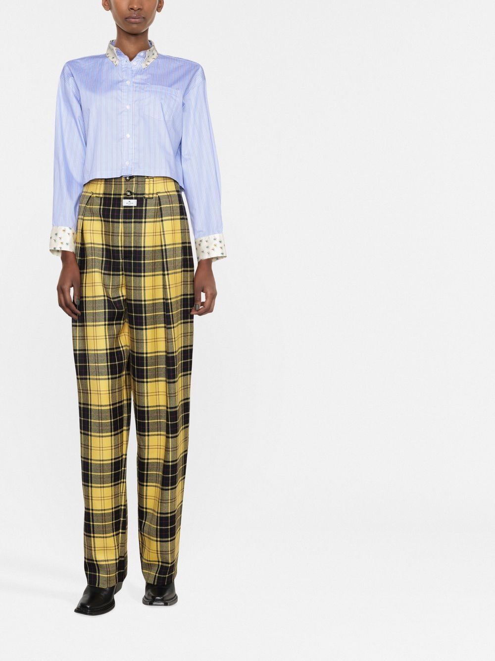 yellow check trousers