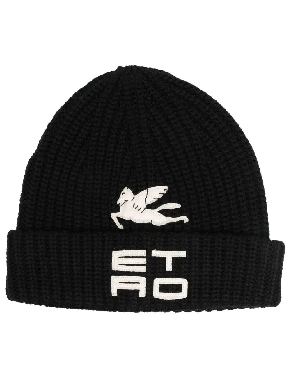 

ETRO gorro tejido de canalé con aplique del logo - Negro