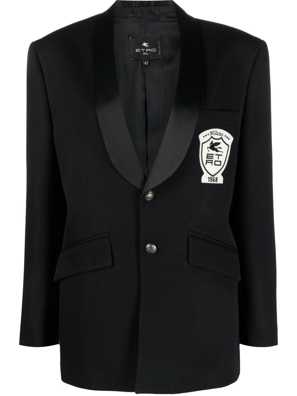 logo-crest wool blazer