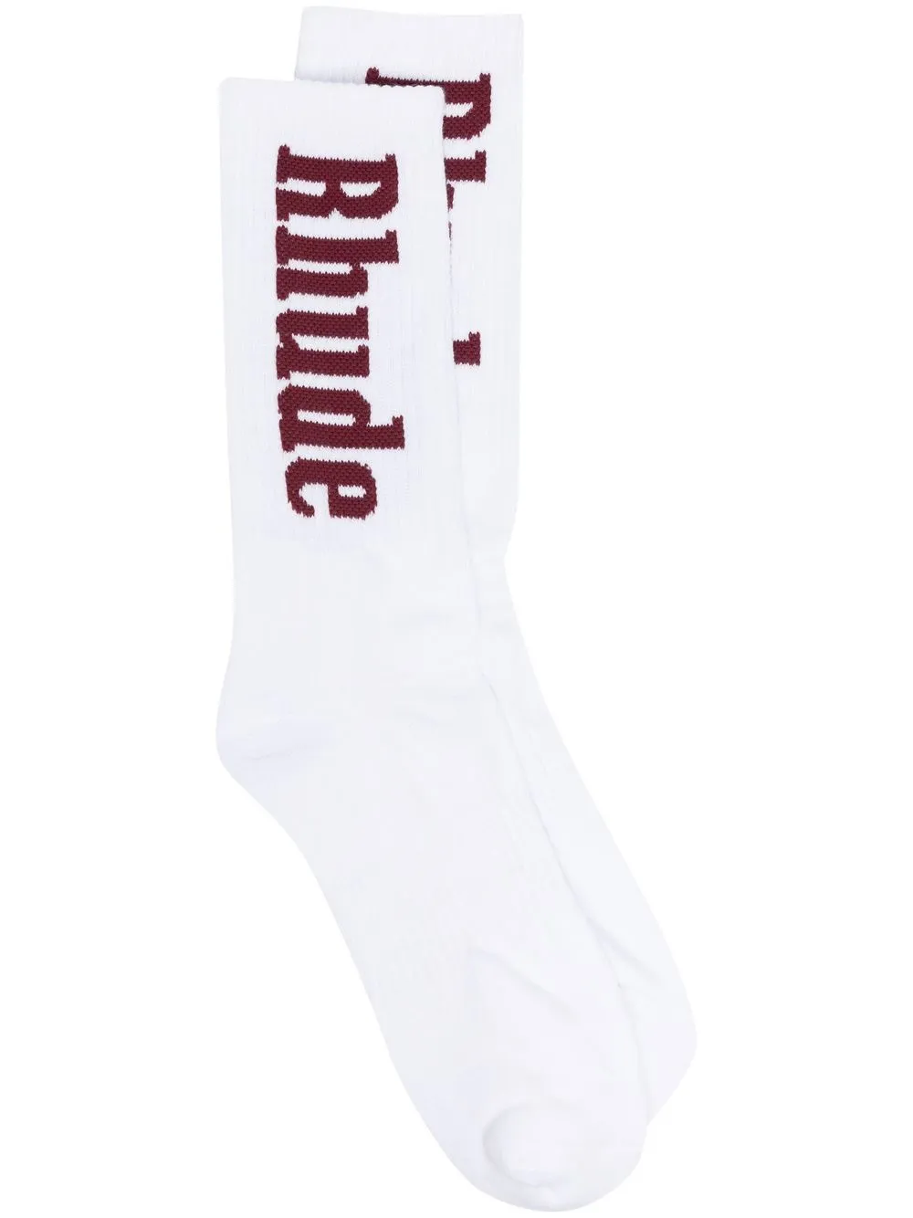 

Rhude logo-intarsia crew socks - White