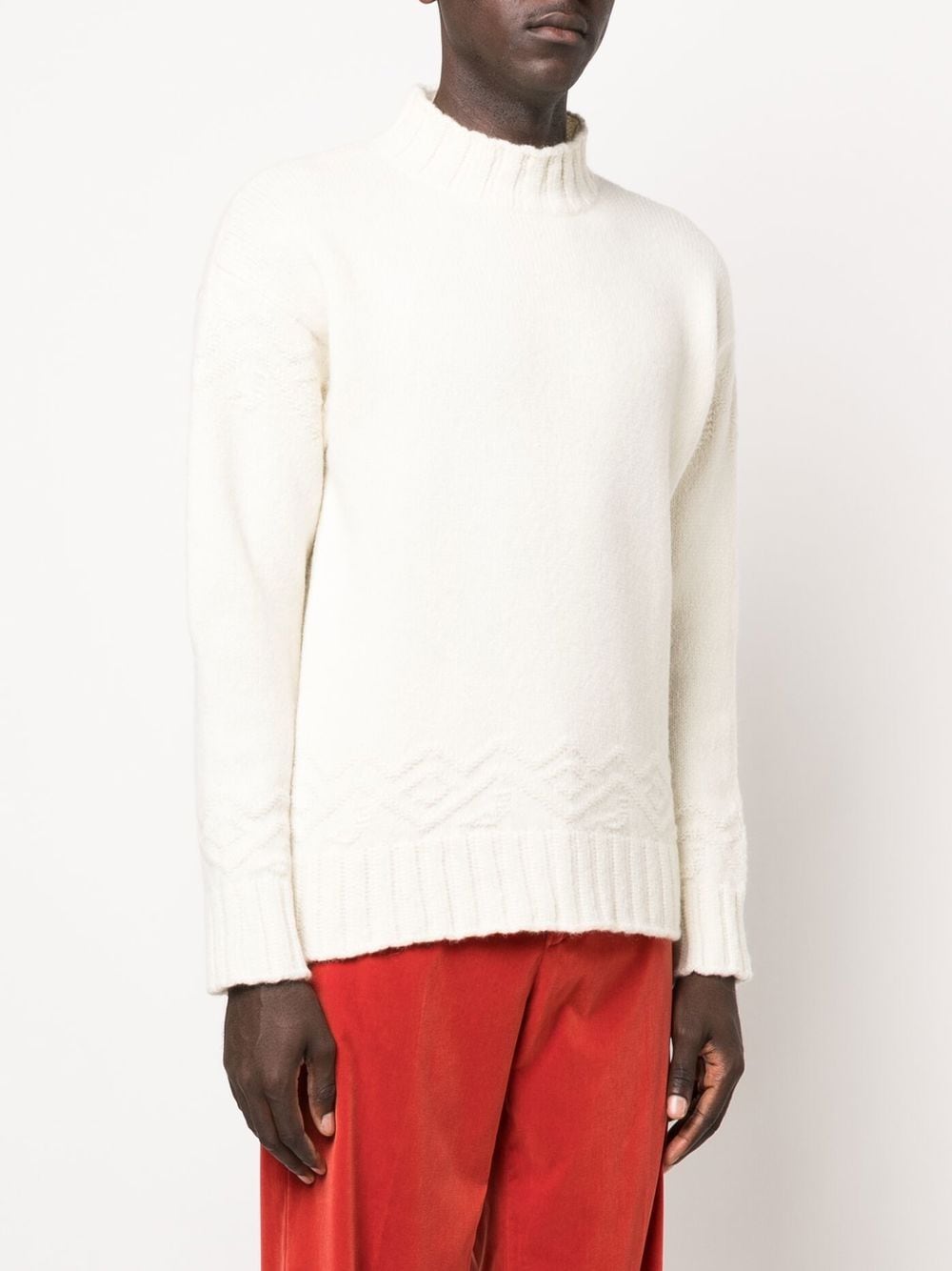 Shop Etro Mock-neck Wool-blend Jumper In 白色