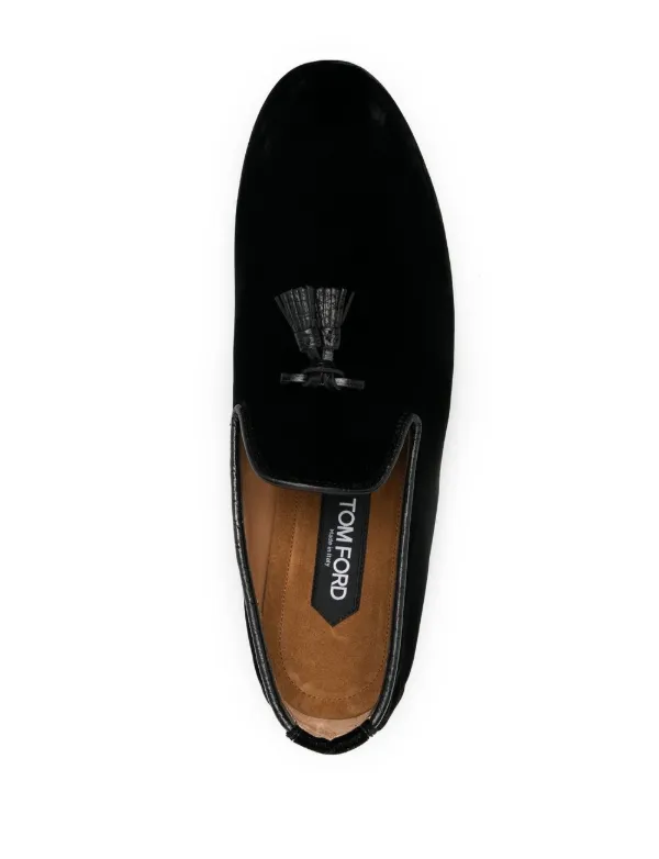 TOM FORD Velvet Nicholas tassel detail Slippers Farfetch