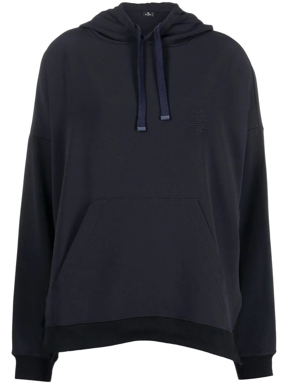 

ETRO logo-embroidered drawstring hoodie - Blue