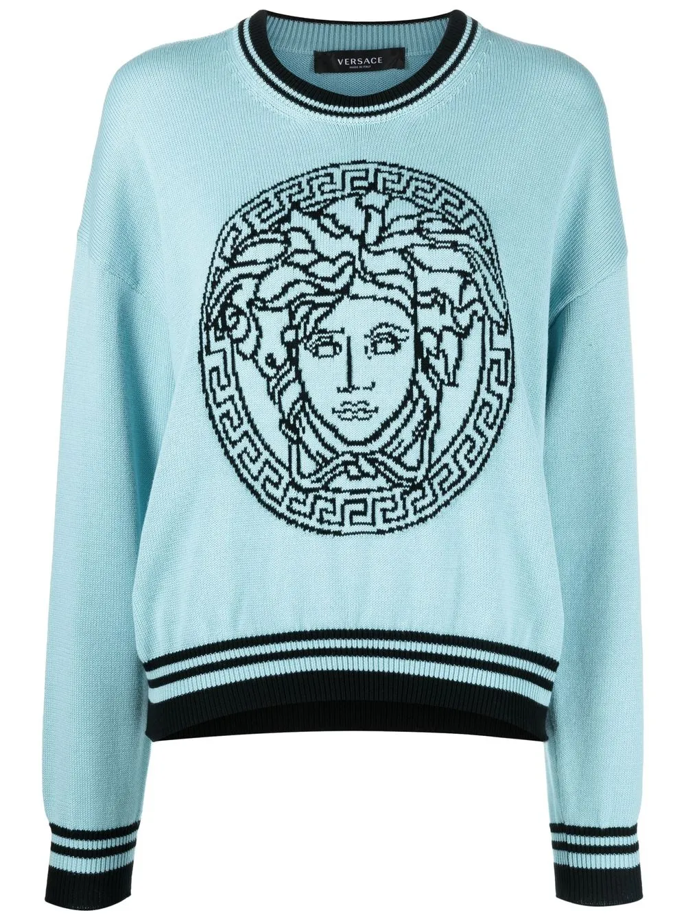 

Versace suéter Medusa tejido en intarsia - Azul