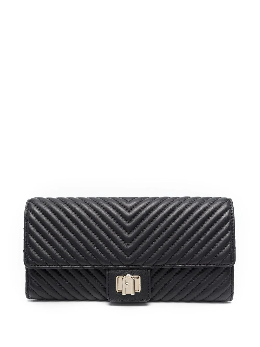 

Furla cartera con capitonado chevron - Negro