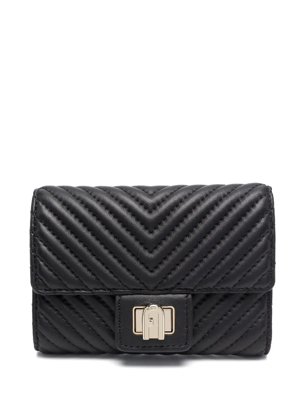 

Furla cartera con capitonado chevron - Negro