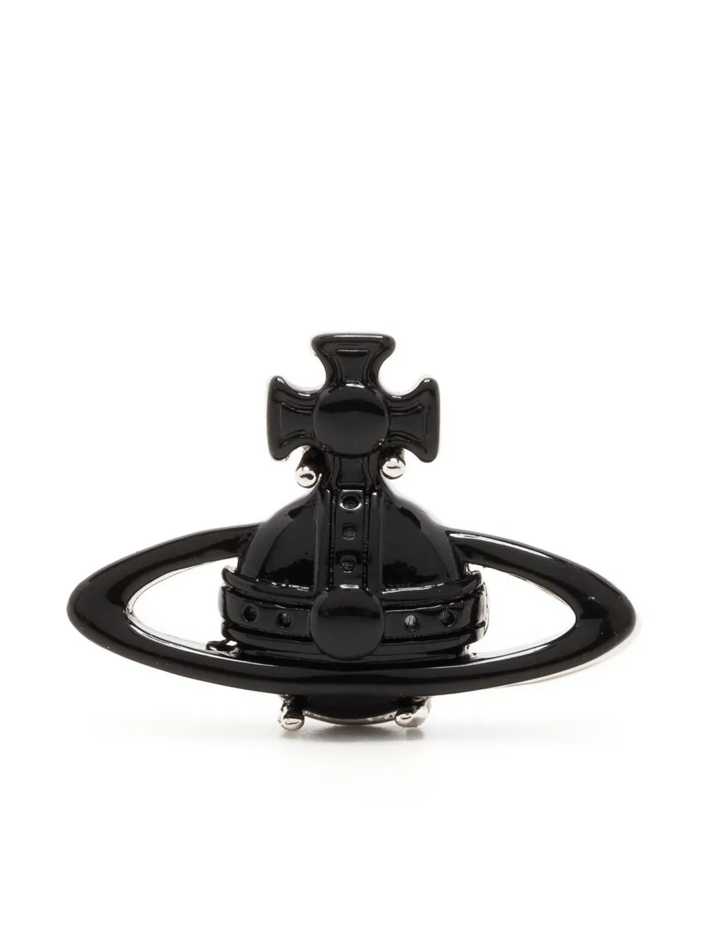 

Vivienne Westwood arete con placa orbe esmaltado - Negro