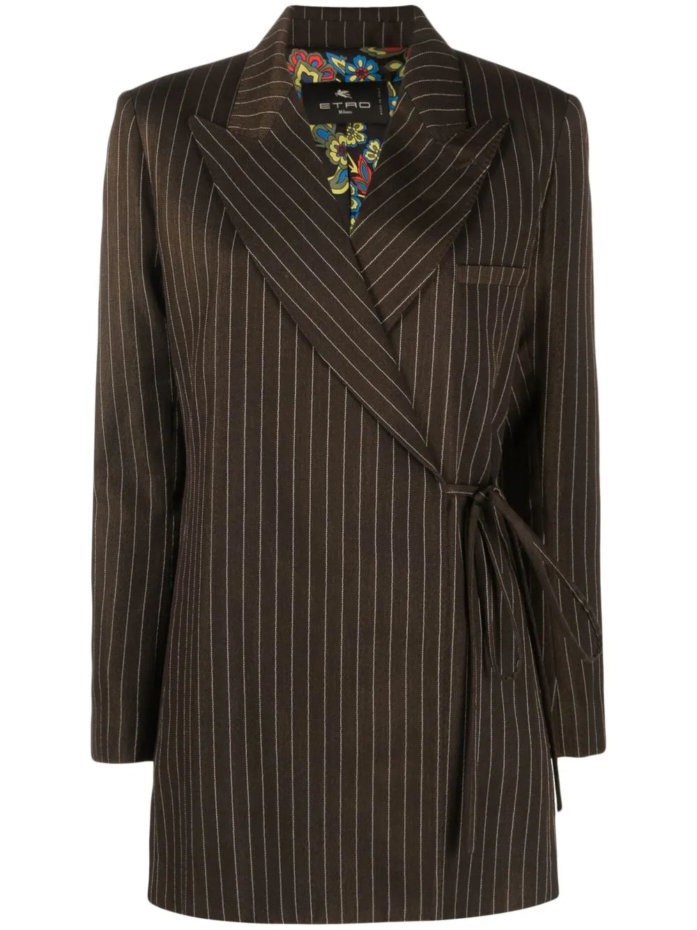 

ETRO tie-fastening pinstripe blazer - Brown