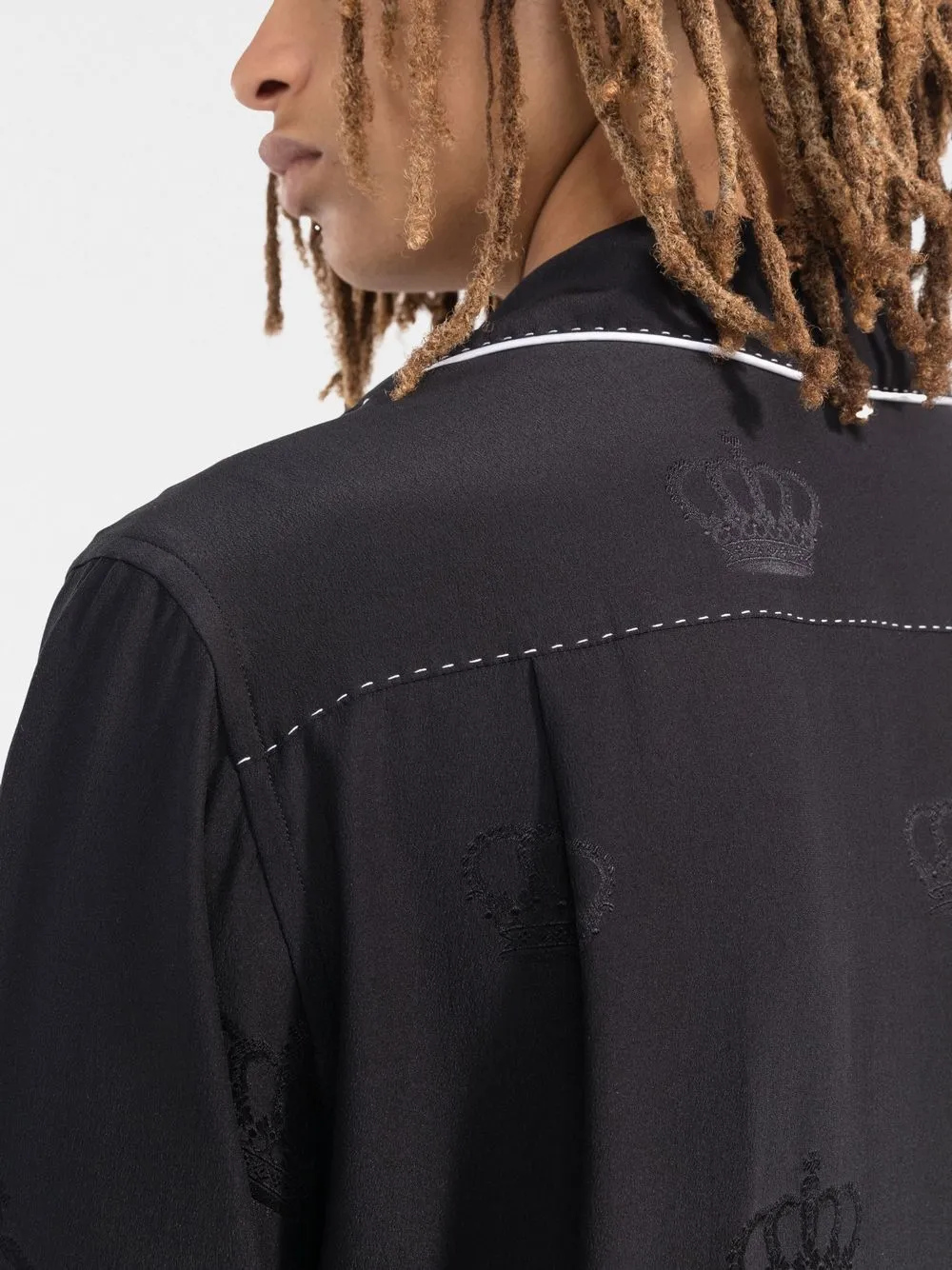 contrast-stitch silk shirt