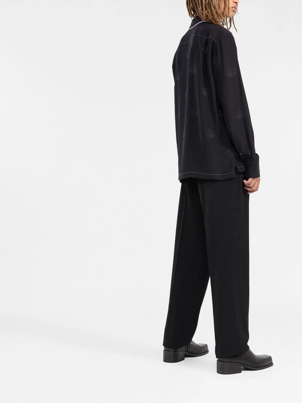 contrast-stitch silk shirt