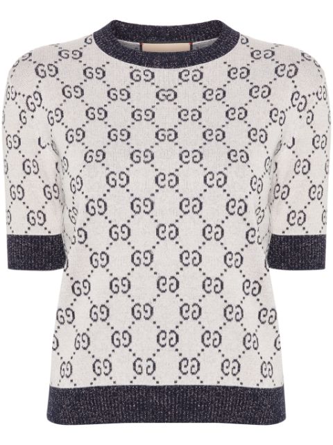 Gucci GG-motif lamé knitted top