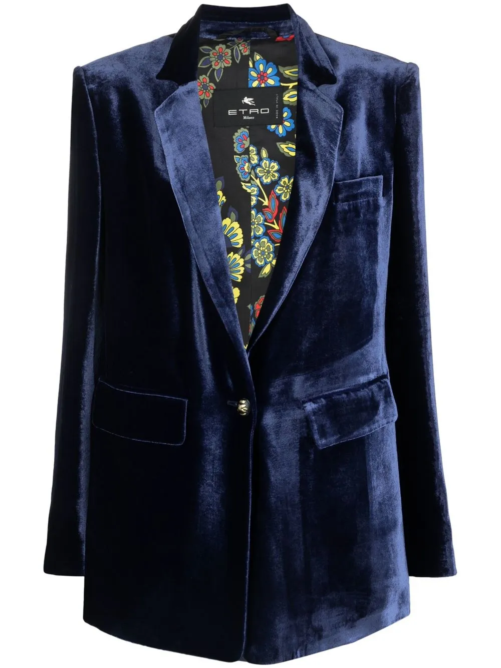 

ETRO blazer de terciopelo con botones - Azul