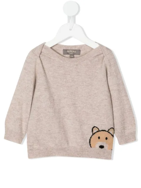 N.PEAL KIDS Bear cashmere sweater