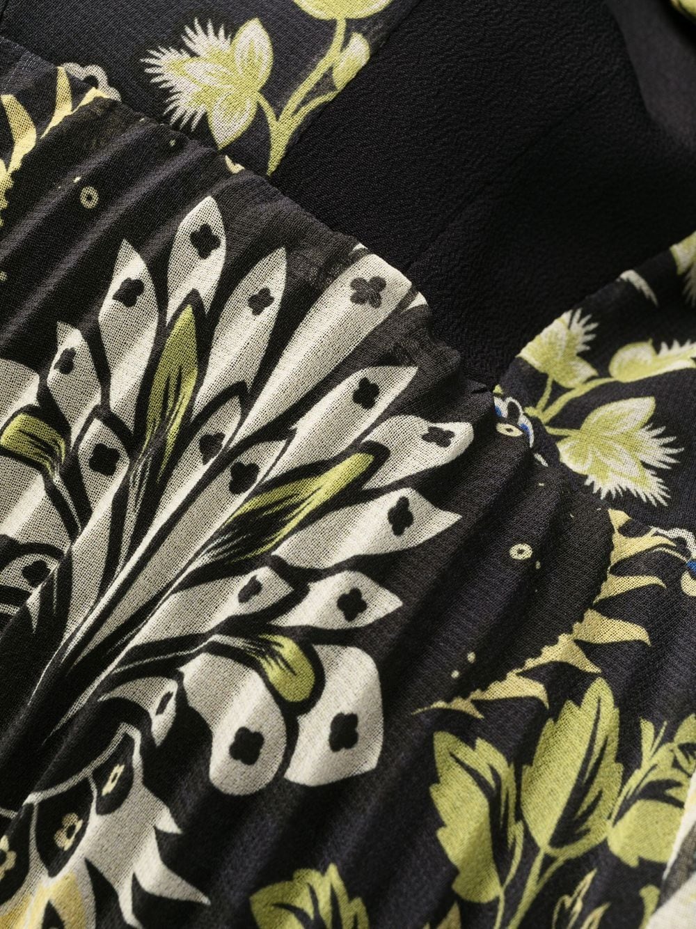 Shop Etro Floral-print Pleated Midi Dress In Black