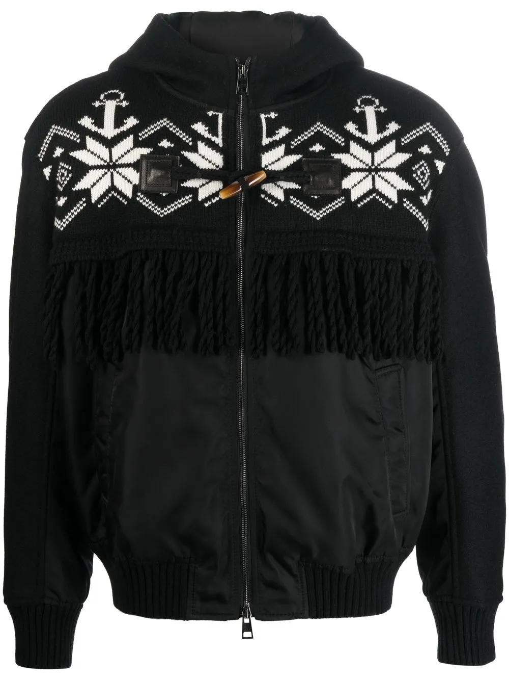 

ETRO fringed sportswear hooded jacket - Black