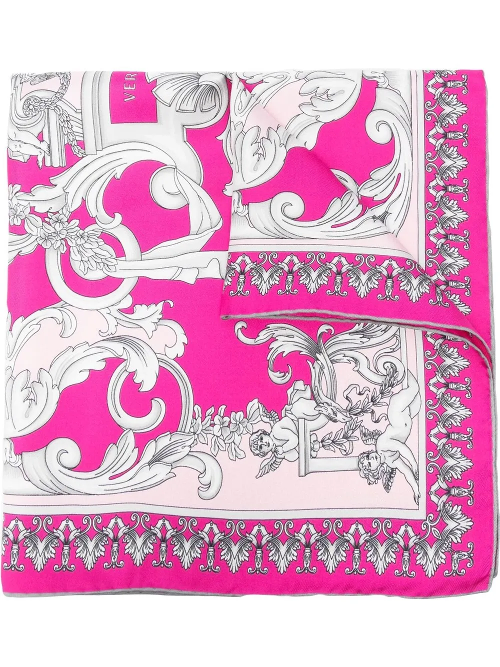 

Versace mascada de seda con estampado Barocco - Rosado