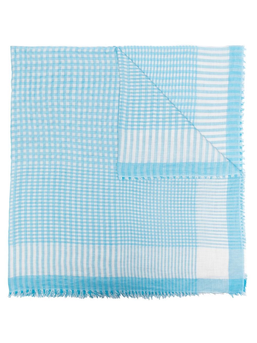 

Faliero Sarti mascada deshilachada a cuadros gingham - Azul